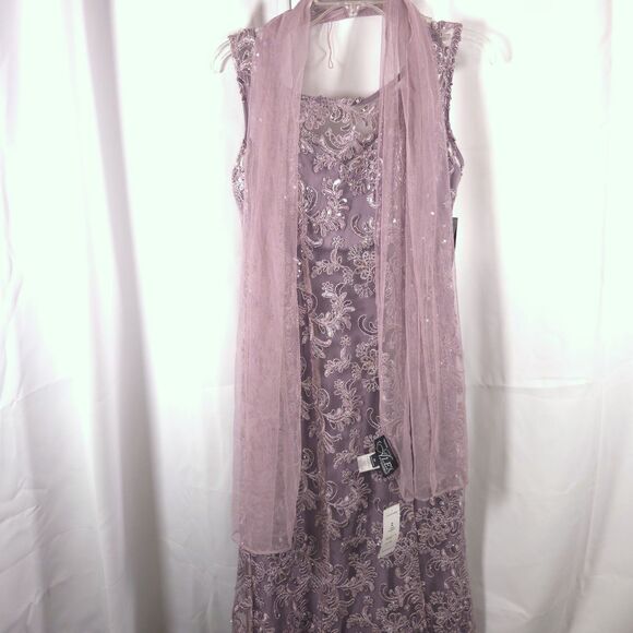 NWT Alex Evenings Womens 6P Long Sleeveless Mother of The Bride Dress w/ Shawl - Picture 1 of 9
